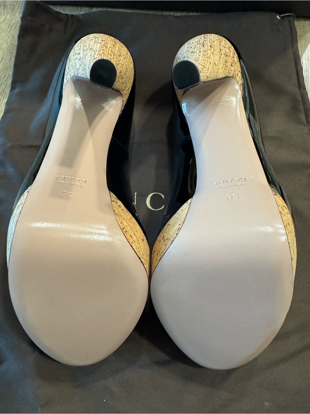 Gucci Black Patent Leather Peep-Toe Stiletto Pumps - Picture 3 of 3